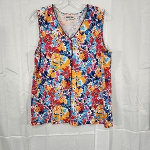 Lands' End Size Medium Colorful Floral Sleeveless Top